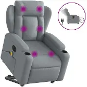 vidaXL Fauteuil de massage électrique avec releveur Tissu gris clair