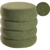 Beliani Pouf Sumpter Bouclé Vert 43 Cm 43 Cm 47 Cm