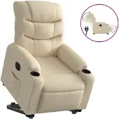 vidaXL Fauteuil relax avec releveur électrique Crème Tissu