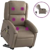 vidaXL Fauteuil de massage avec releveur électrique Cappuccino similicuir