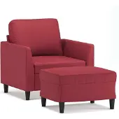vidaXL Fauteuil avec pouf vin rouge 60 cm similicuir