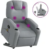 vidaXL Fauteuil de massage avec releveur Gris clair Tissu