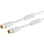 S-Impuls Câble D'antenne Tv 100db Doré M/f Ferrite, Blanc, 10,0m