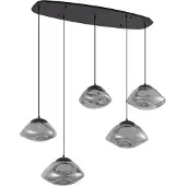 QAZQA Suspension design noire avec verre fumé 5 lumières - Gus
