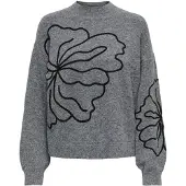JDY Pull-over 'JDYJELLA' gris foncé / noir