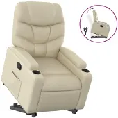 vidaXL Fauteuil relax avec releveur Crème Similicuir