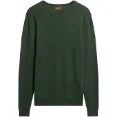Superdry pour homme. M6110564A Pull essentiel à col ras du cou vert (S), Casuel, Nylon