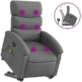 vidaXL Fauteuil de massage avec releveur Tissu gris foncé