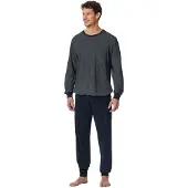 Schiesser Pyjama long ' Comfort Essentials ' bleu nuit / gris