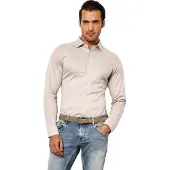 Desoto Chemise Kent Mélangé Sans Repassage Beige