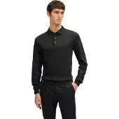 BOSS Polo à manches longues en coton interlock avec logo