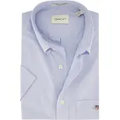 Gant pour homme. 3000101 Chemise à manches courtes Regular Fit en popeline bleue (L), Casuel, Coton, Manche courte