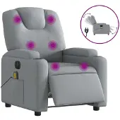vidaXL Fauteuil de massage électrique Tissu gris clair