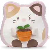 Nici Peluche Chat Angy avec pot de fleurs 35x33x12cm - blanc - Peluche mymochi douce - peluche stylée à câliner ou comme accessoire - Super cadeau pour enfants & adultes | 62390