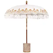 vidaXL Parasol balinais Crème 215 x 215 x 260 cm Coton et bois massif