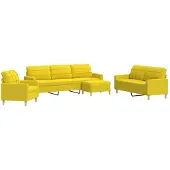 vidaXL Ensemble de canapés 4 pièces avec repose-pieds Tissu jaune clair