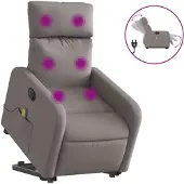 vidaXL Fauteuil de massage électrique avec releveur Taupe Tissu