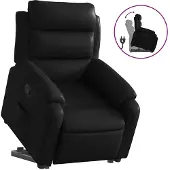 vidaXL Fauteuil relax avec releveur Noir Similicuir