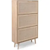 Finori Armoire à chaussures Bilal 70cm 3 portes - chêne/raphia imprimé