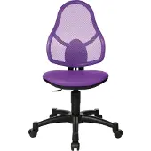 Topstar Siège de bureau pivotant pour enfants Open Art Junior, sans accoudoirs, assise galbée, dossier en filet, violet/noir