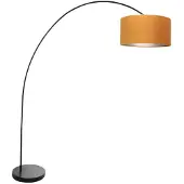 Steinhauer - lampadaire - Solva - noir - métal tissu - lampe arquée - E27 - 3896ZW