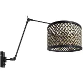 Steinhauer Applique murale Prestige Chic noir avec abat-jour en bambou