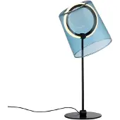 Paul Neuhaus Lampe de table Zula noir avec verre bleu