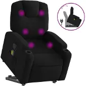 vidaXL Fauteuil de massage avec releveur Noir Tissu