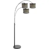 Steinhauer Lampadaire Sparkled Light noir avec capuchons en bambou