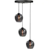 Highlight Suspension 3 lumières Fantasy noir avec verre