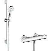 Hansgrohe Combi douche Vario avec barre 65 cm / Ecostat 1001 CL blanc/chromé Crometta