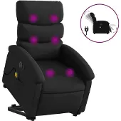 vidaXL Fauteuil de massage avec releveur électrique noir similicuir