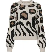 JDY Pull-over 'JDYLORRAINE' beige / gris clair / noir