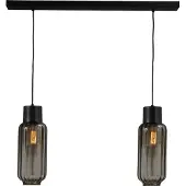 Masterlight Lampe de salle à manger Lett ll 2 lumières noir avec verre fumé