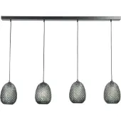 Masterlight Lampe suspendue noire Pineapple 4 lumières avec verre fumé