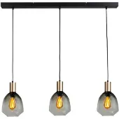Masterlight Lampe suspendue 3 lumières - dorée - Porto avec des lunettes vertes Nicolette
