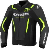 Alpinestars GP Force V2 Airflow, veste en cuir perforé ,Noir/Jaune Néon/Blanc ,54