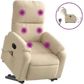 vidaXL Fauteuil de massage Relève-personne électrique Crème Tissu microfibre