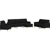 vidaXL Ensemble de canapés 4 pièces avec repose-pieds Noir Tissu