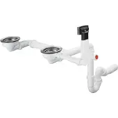 Hansgrohe HG Garniture manuelle de vidage/débordement D17-10, pour double évier Granit chromé (Ensemble de drainage, Garniture de trop-plein)