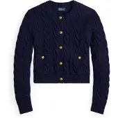 Ralph Lauren pour femme. 211978312501 Cardigan en laine marine (M), Casuel