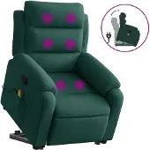 vidaXL Fauteuil de massage avec releveur Vert foncé velours
