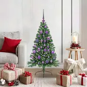 vidaXL Sapin de Noël artificiel pré-éclairé Vert 120 cm PVC