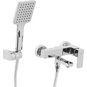 Beliani Mitigeur mural pour baignoire, laiton argenté, pomme de douche avec robinet, style moderne
