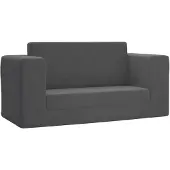 vidaXL Canapé-lit pour enfants 2 places Anthracite Peluche douce