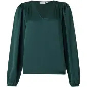 Vila Ellette Smock Satin Top Long Sleeve Blouse Vert 38 Femme