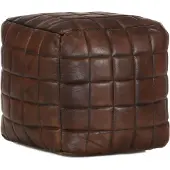 vidaXL Pouf 40 x 40 x 40 cm Marron foncé Cuir véritable de chèvre