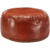vidaXL Pouf 60 x 30 cm Brun roux Cuir véritable de chèvre