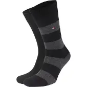 Tommy Hilfiger Chaussettes 2 Paires Rayures Uni Noir