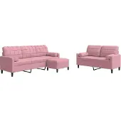 vidaXL Ensemble de canapés 3 pièces avec coussins et traversins Rose velours